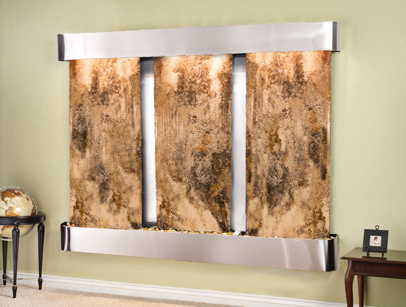 Deep Creek Falls 69"H Steel Travertine Fountain-Round Edges