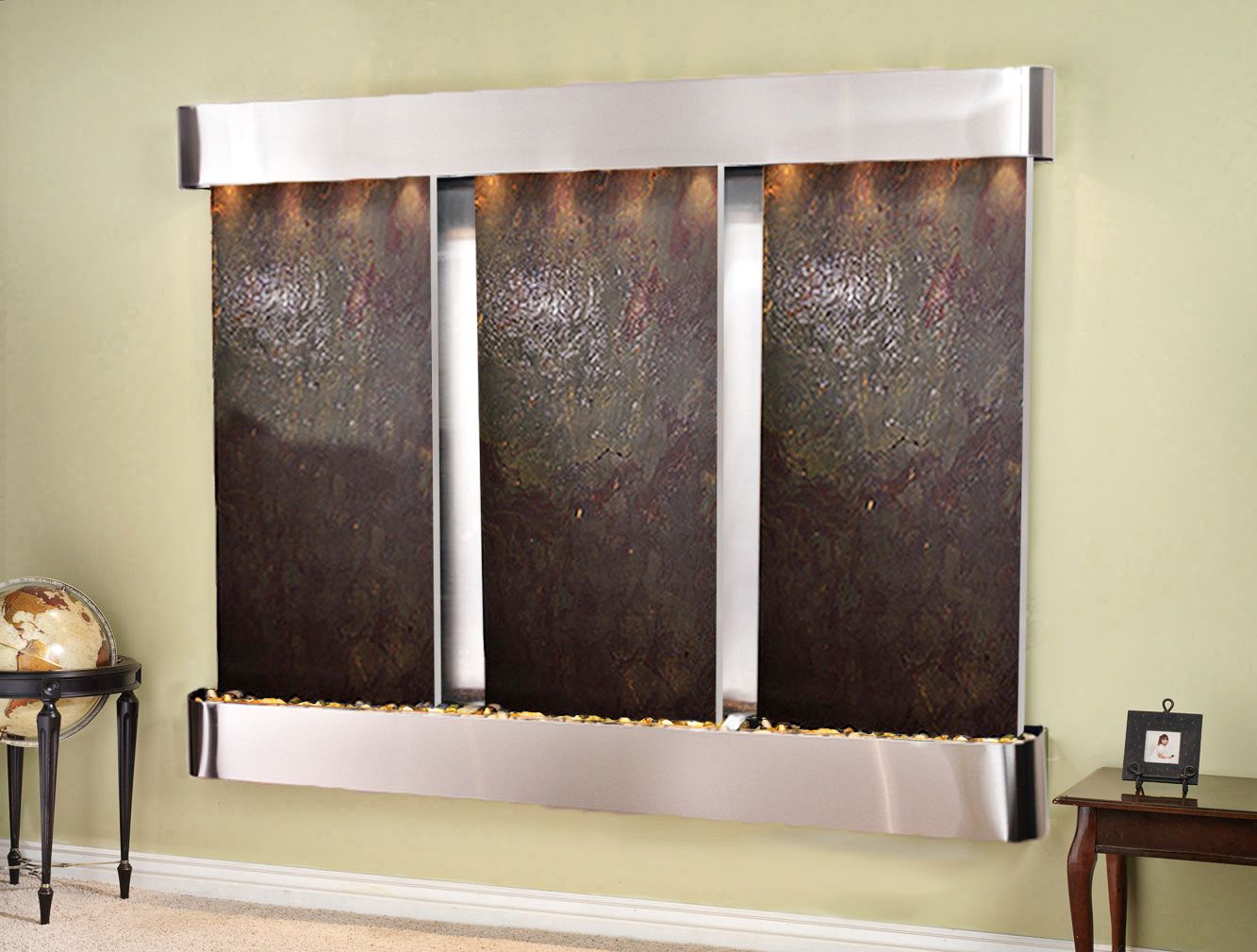 Deep Creek Falls 69"H Steel Multi Stone Fountain-Rnd Edges