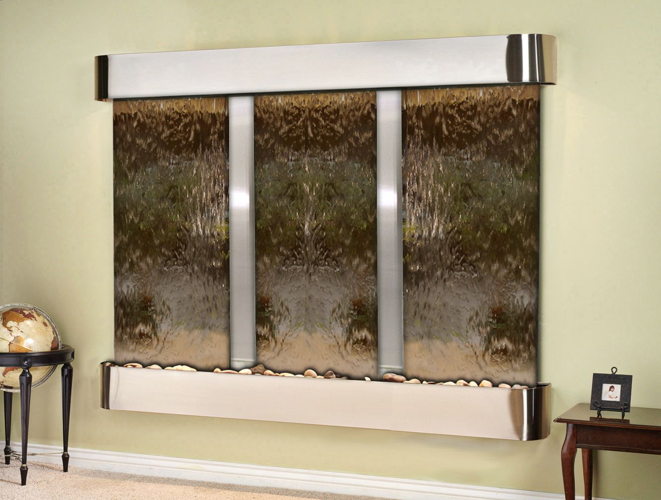 Deep Creek Falls 69"H Steel Bronze Mirror Fountain-Rnd Edges