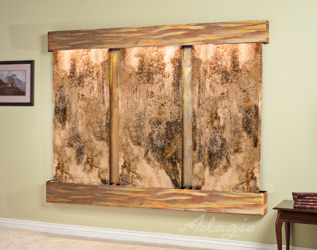 Deep Creek Falls 69"H Rustic Travertine Fountain-Sq Edges