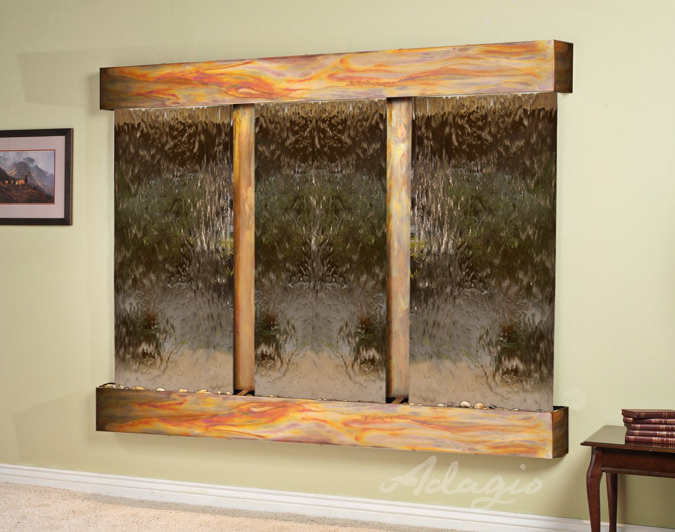 Deep Creek Falls 69"H Rustic Bronze Mirror Fountain-Sq Edges