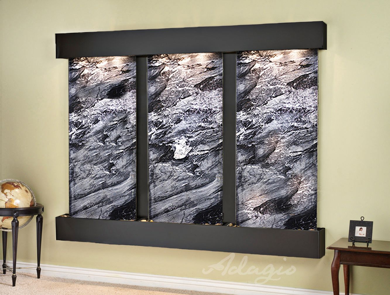 Deep Creek Falls 91" Wide Marble-Copper Modern Wall Fountain