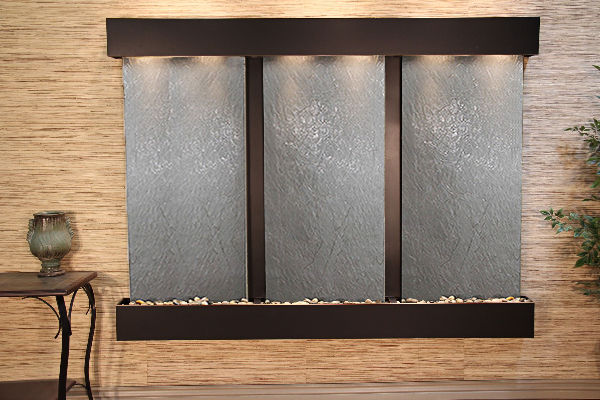 Deep Creek Falls 69"H Blkened Blk Stone Fountain-Sq Edges