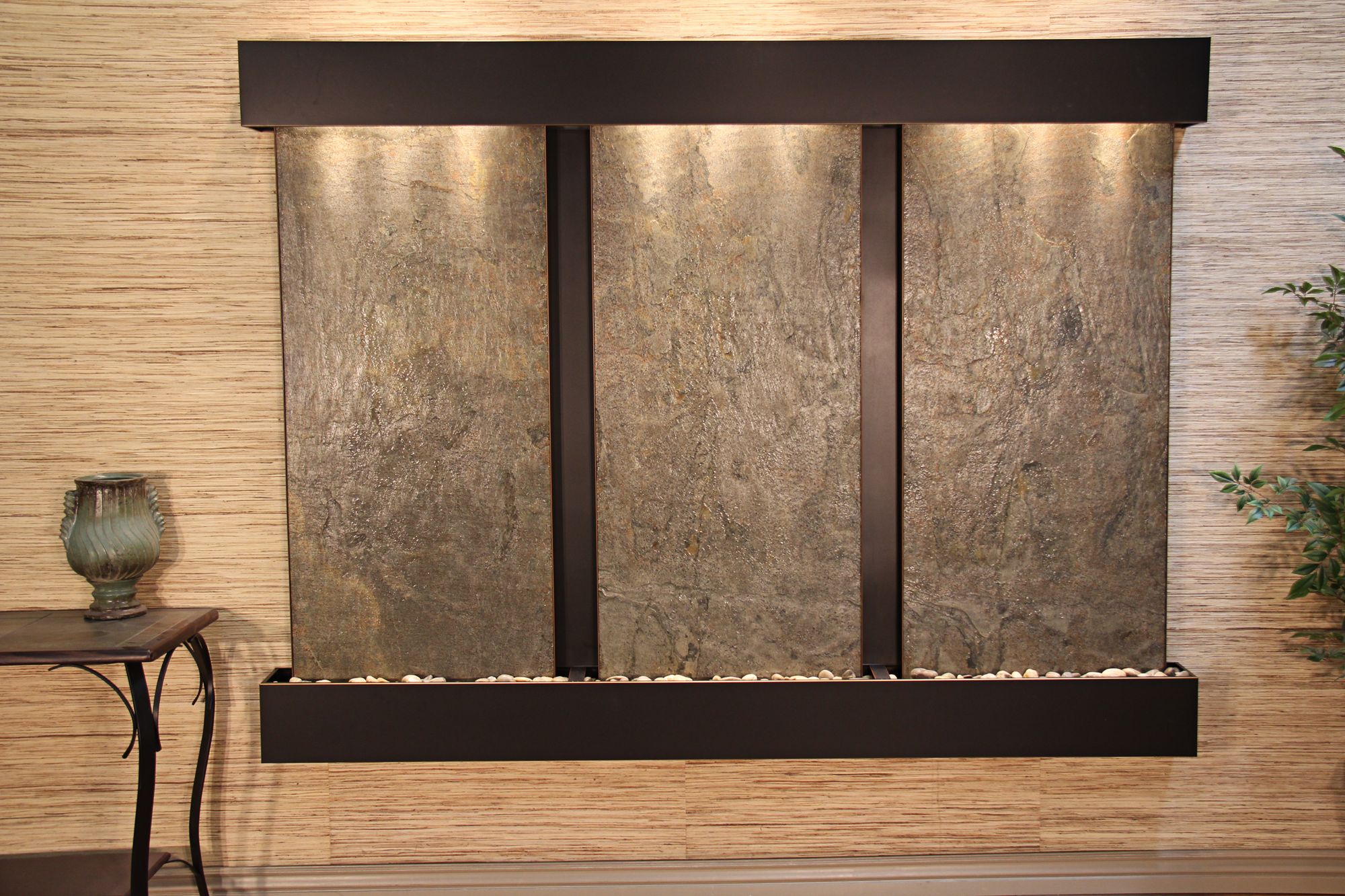 Deep Creek Falls 69"H Blackened Grn Stone Fountain-Sq Edges