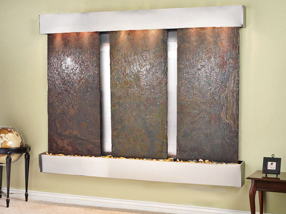 Deep Creek Falls 69"H Steel Slate Fountain w/ Square Edges