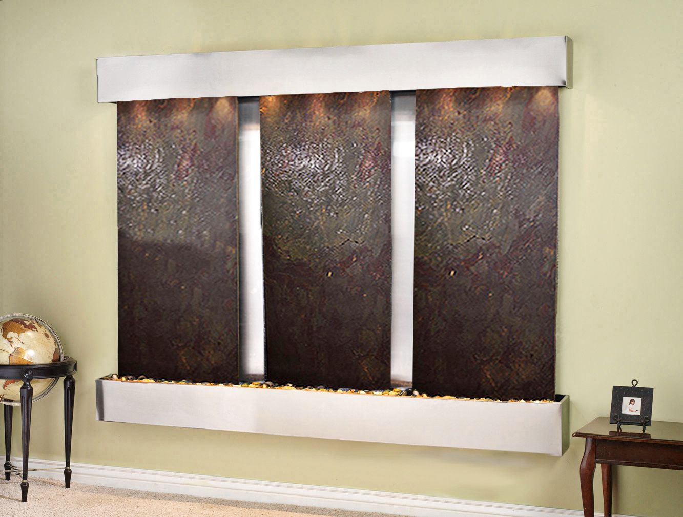 Deep Creek Falls 69"H Steel Stone Fountain w/ Square Edges