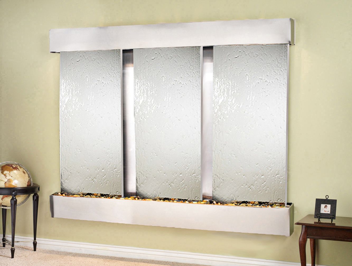 Deep Creek Falls 91"W Silver Mirror Square Steel Fountain