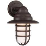 Marlowe 13 1/4&quot; High Bronze Hooded Cage LED Outdoor Wall Light