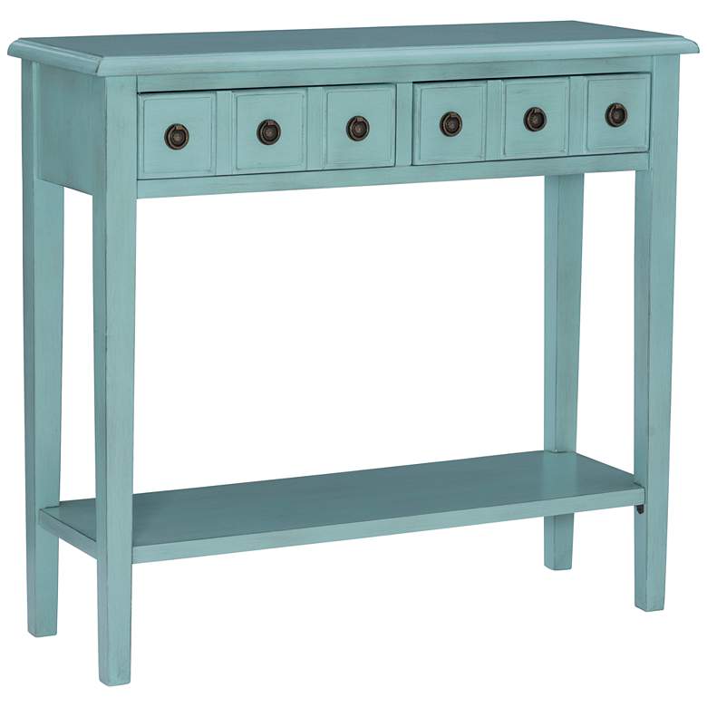 Sadie 38&quot; Wide Small Teal 2-Drawer Console Table