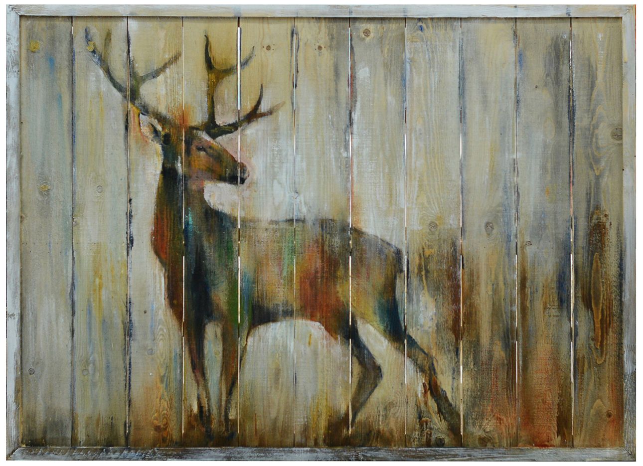 Crestview Collection Alert 48"W Wood Panel Deer Wall Art