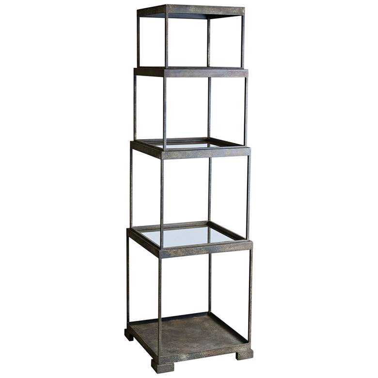 Friedman 71&quot; High Rustic Bronze Stacked Cubes Etagere