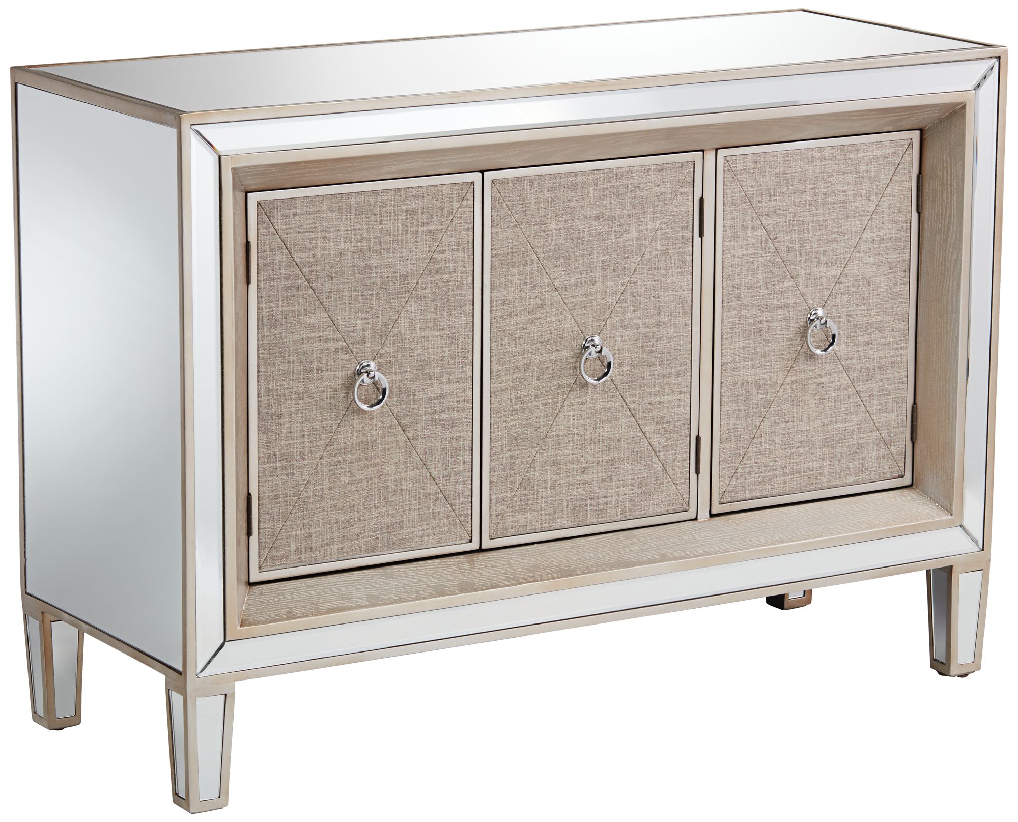 Mira 48 1/2" Wide Luxe 3-Door Mirrored Accent Cabinet