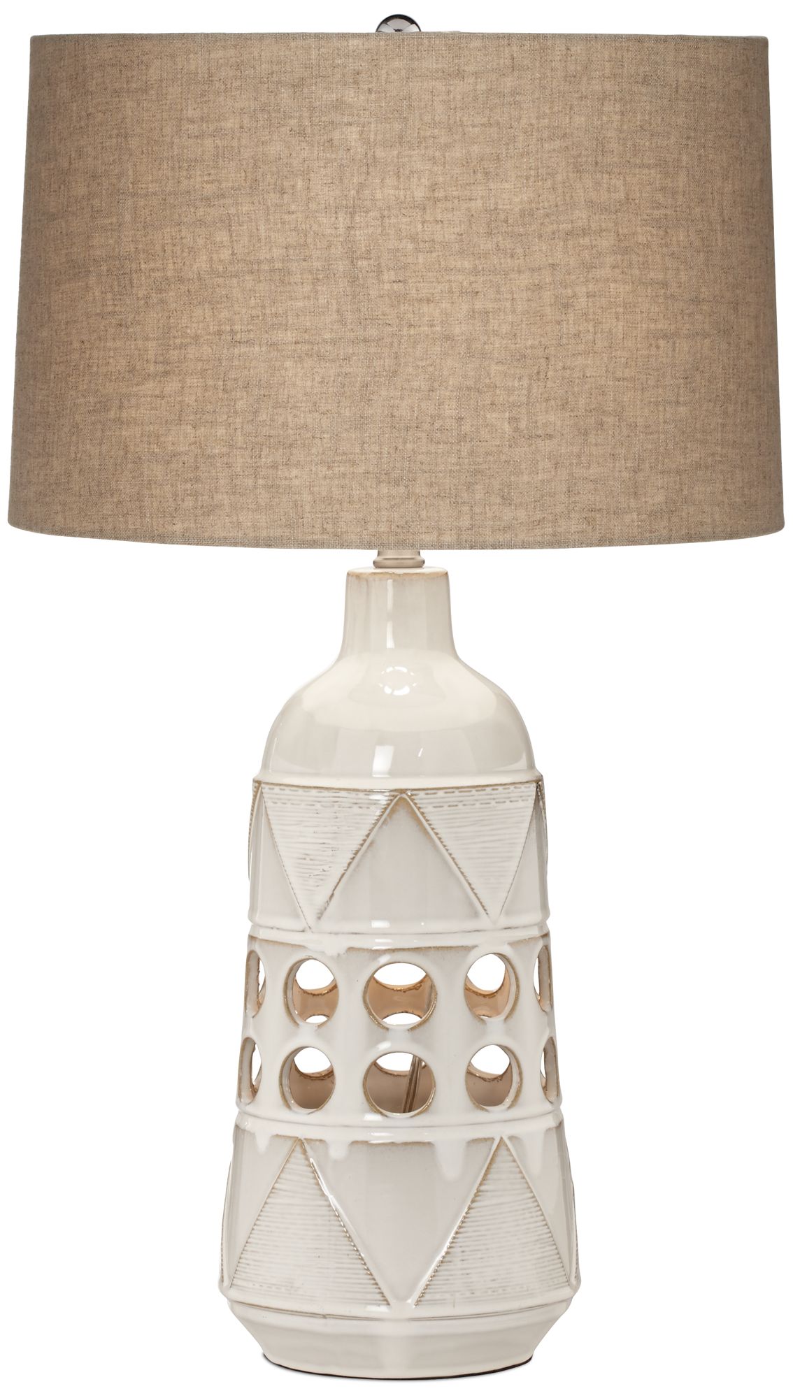 Kiowa Beige Almond Ceramic Tribal Table Lamp