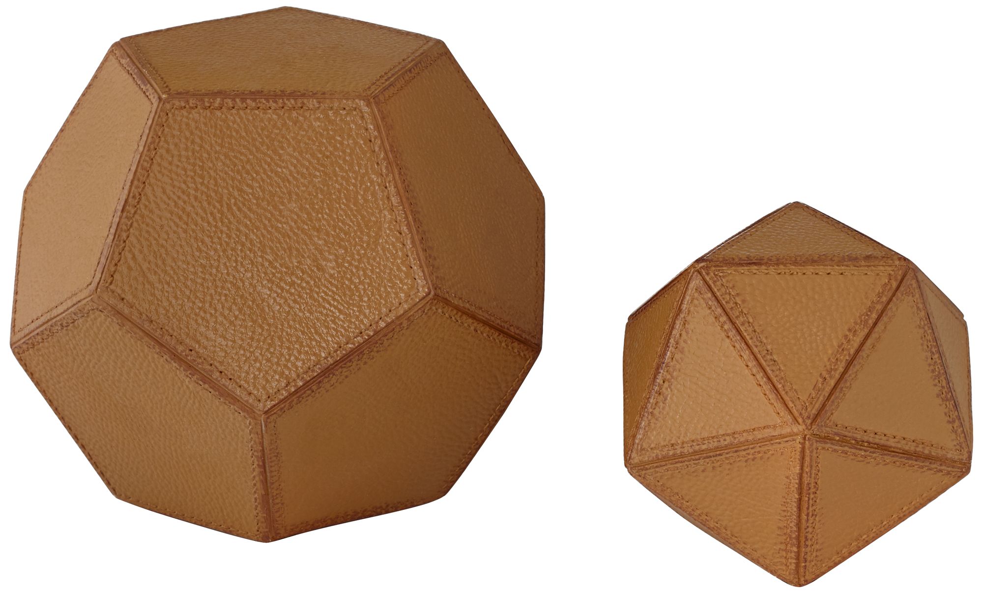 Geometric Faux Leather Decorative Balls Set Of 2 16h64