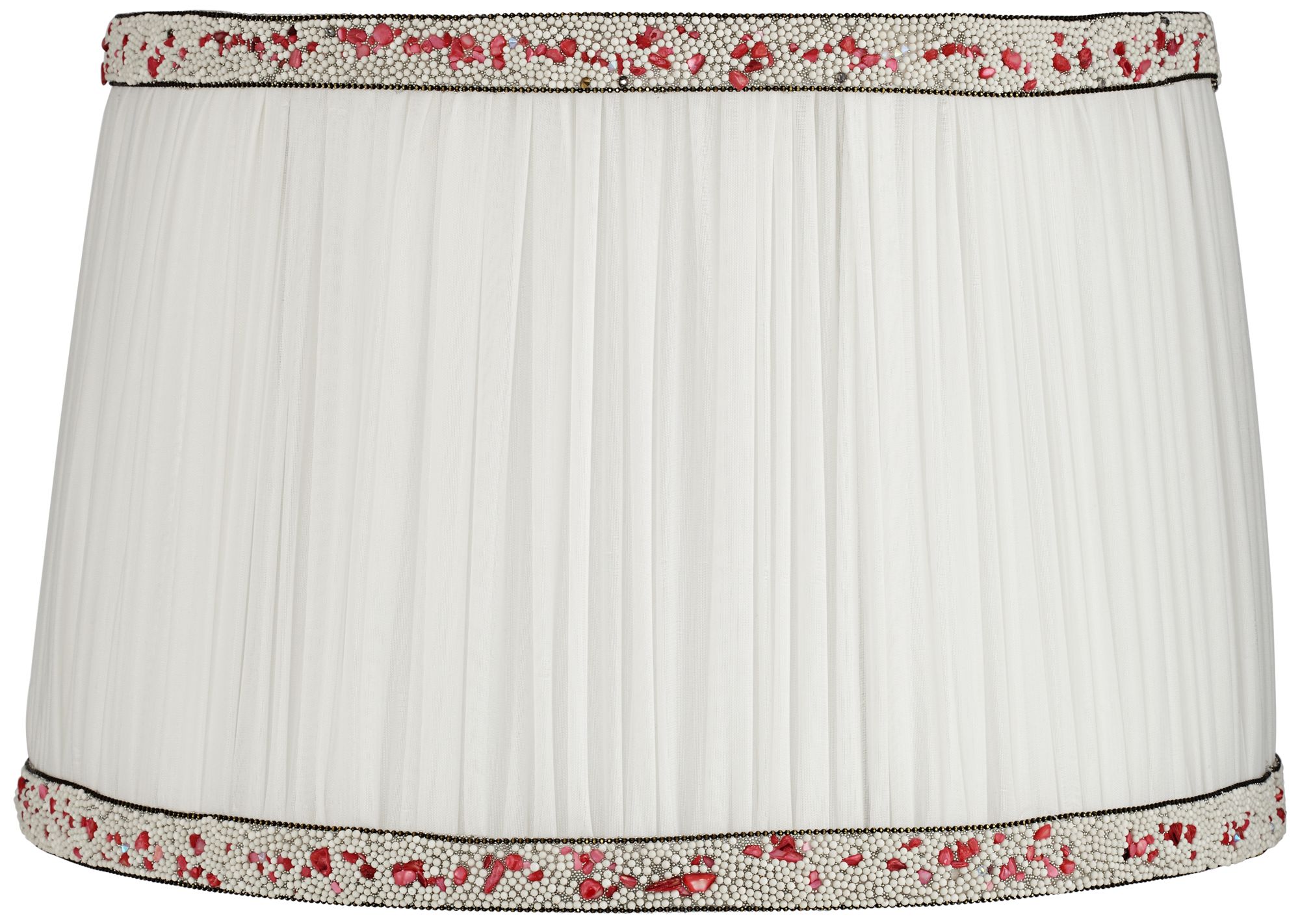 Polla White Shirring Pleat Drum Lamp Shade 12.5x14.5x9.5 (Spider)