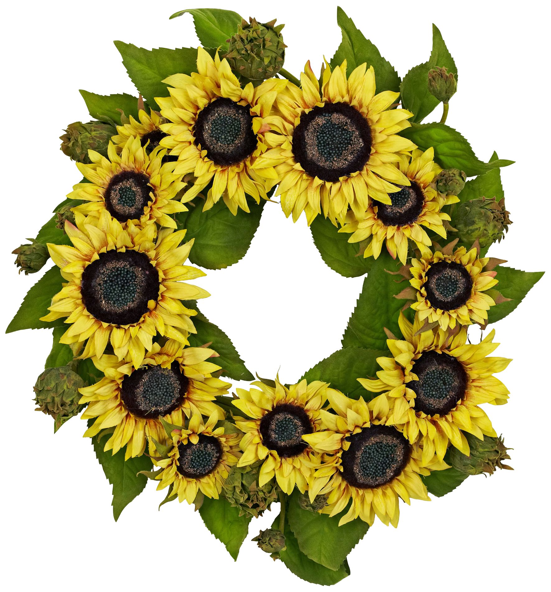 Yellow Sunflower 20 Round Faux Flower Wreath Wall Decor 16j21