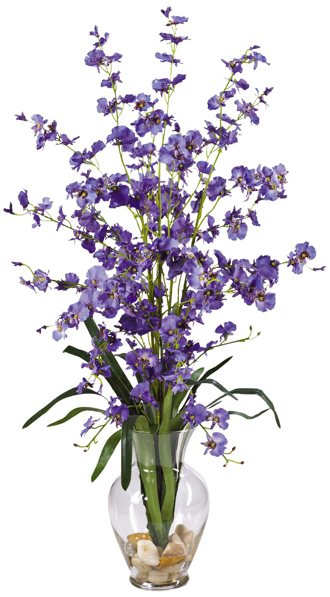 purple artificial flowers in vase