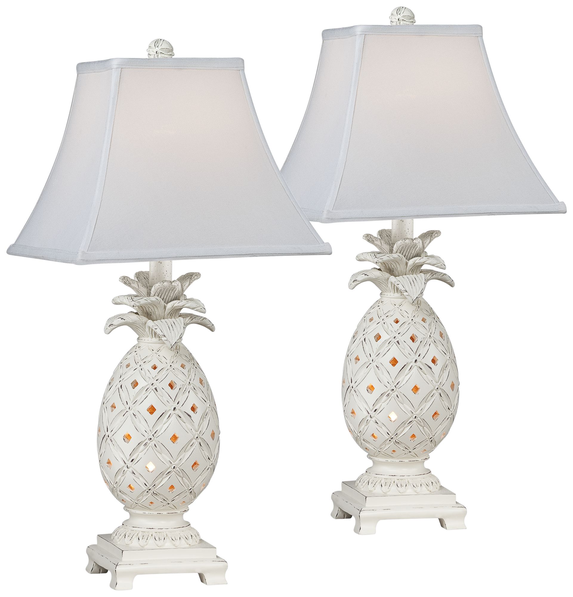 white pineapple table lamp