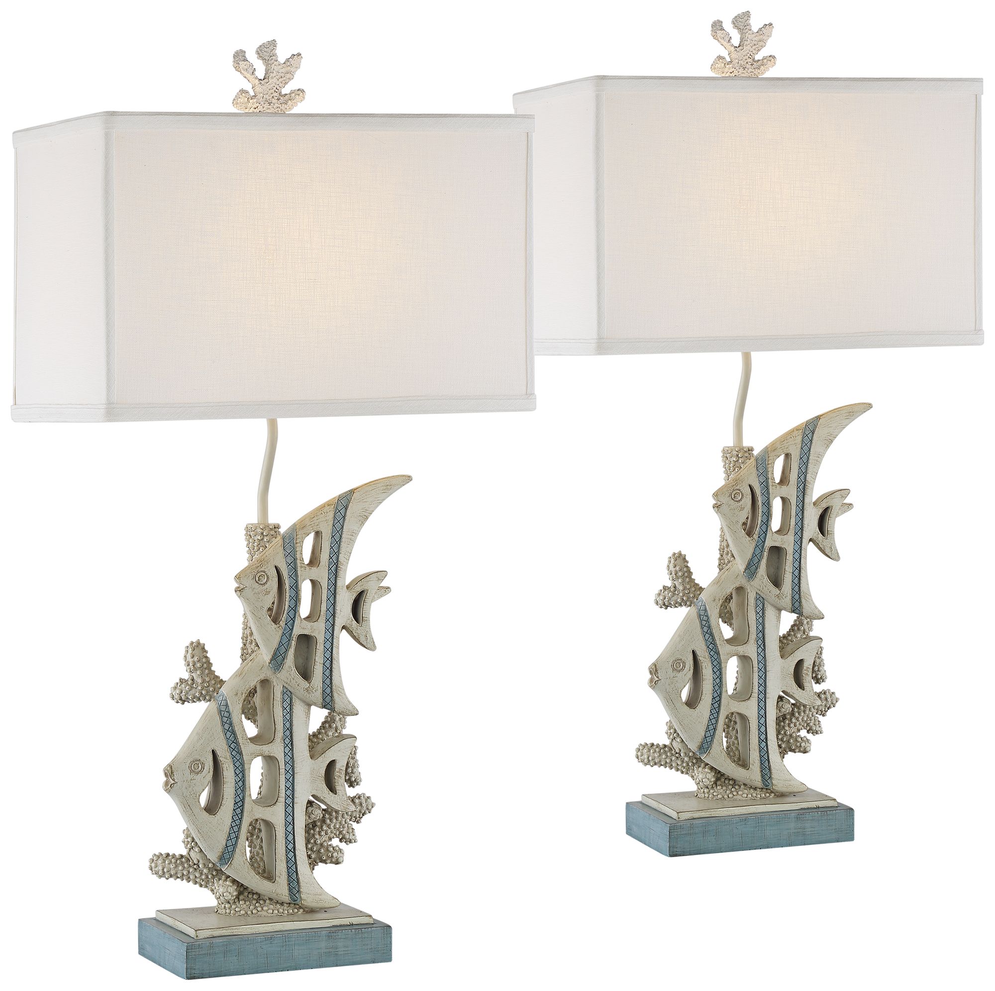 Angel Fishes Antique Sandy Gray Sculpted Coastal Table Lamp