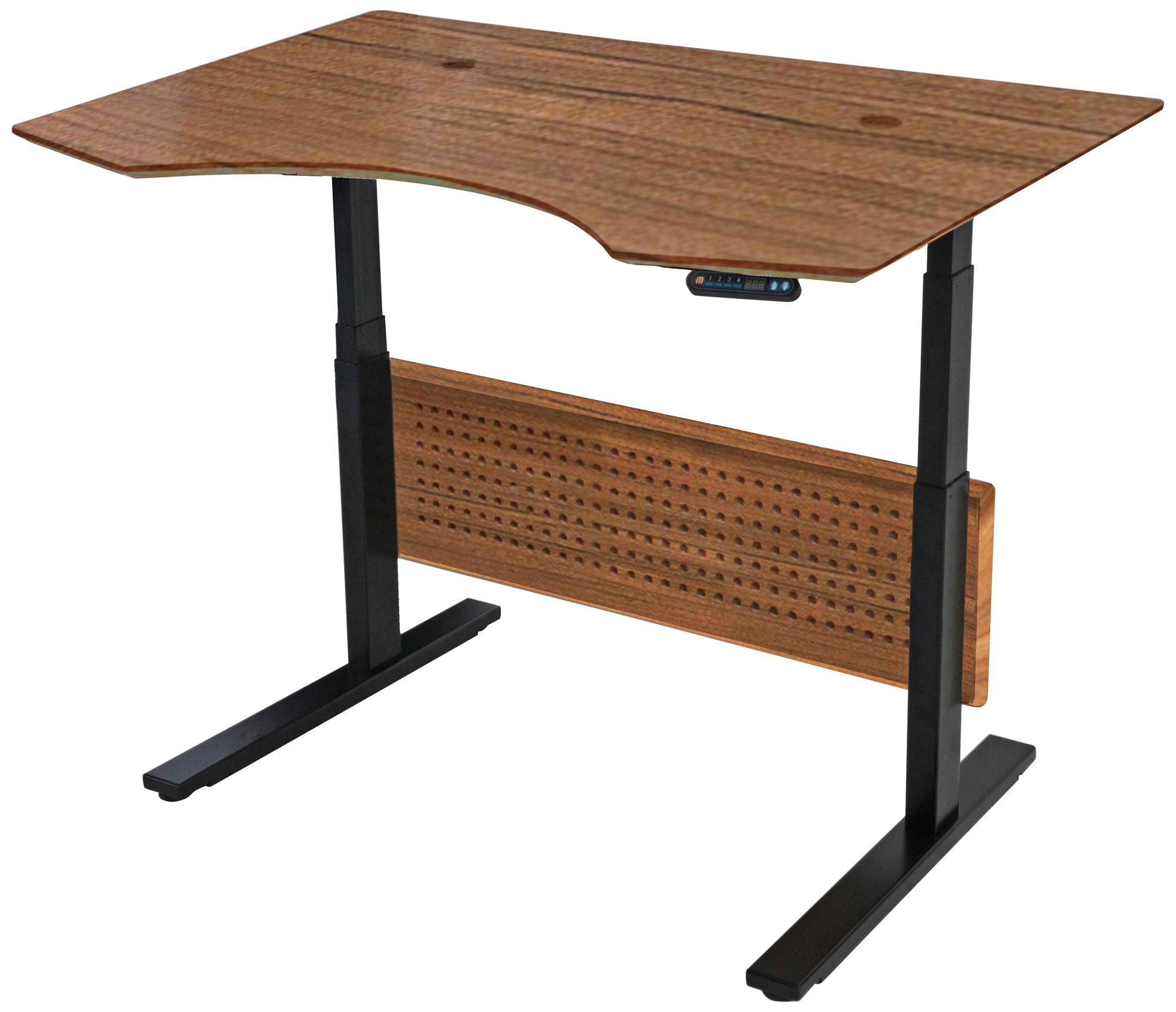 Prestige 51" Wide Teak Wood Adjustable Sit-Stand Desk