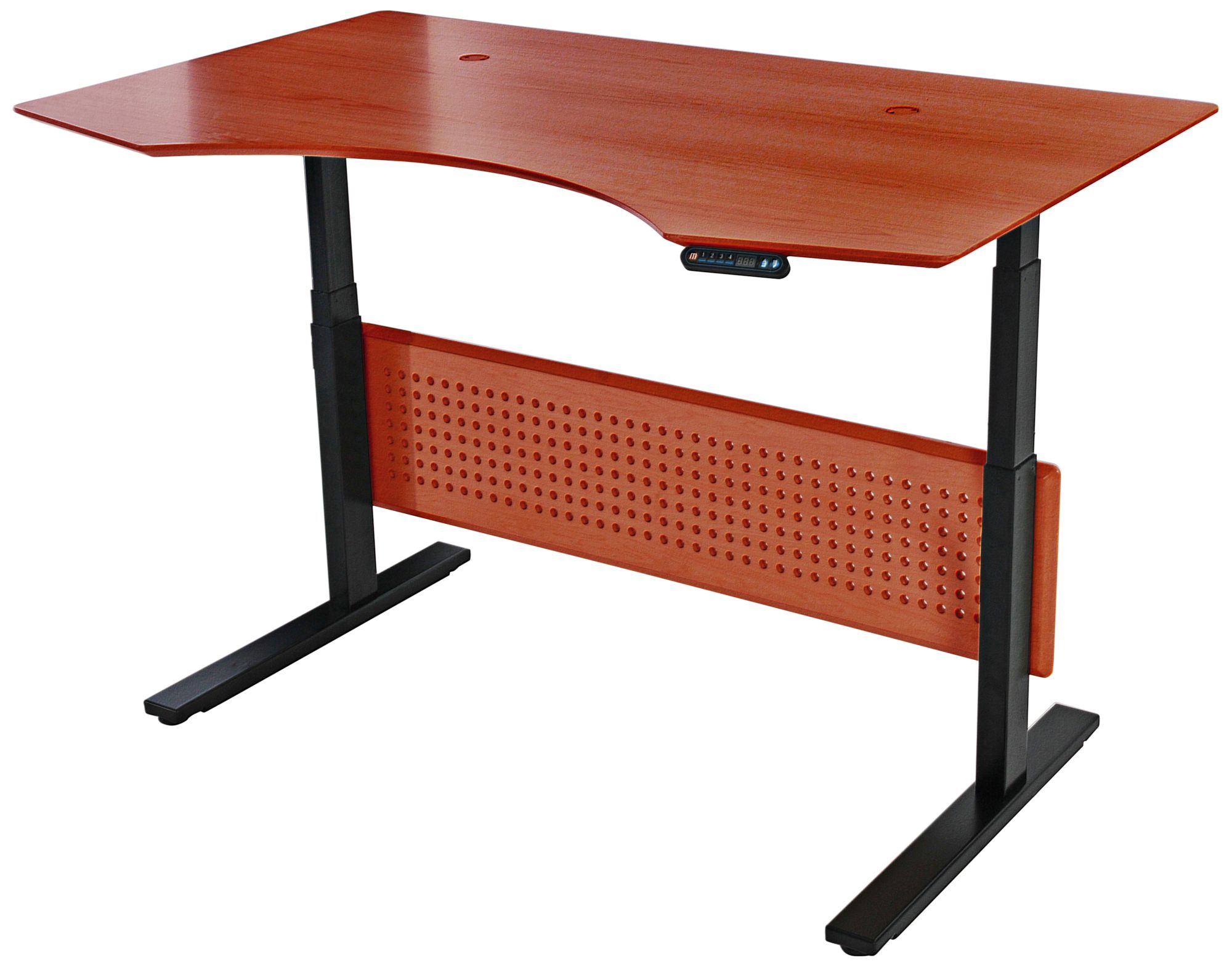 Prestige 63" Wide Cherry Wood Adjustable Sit-Stand Desk