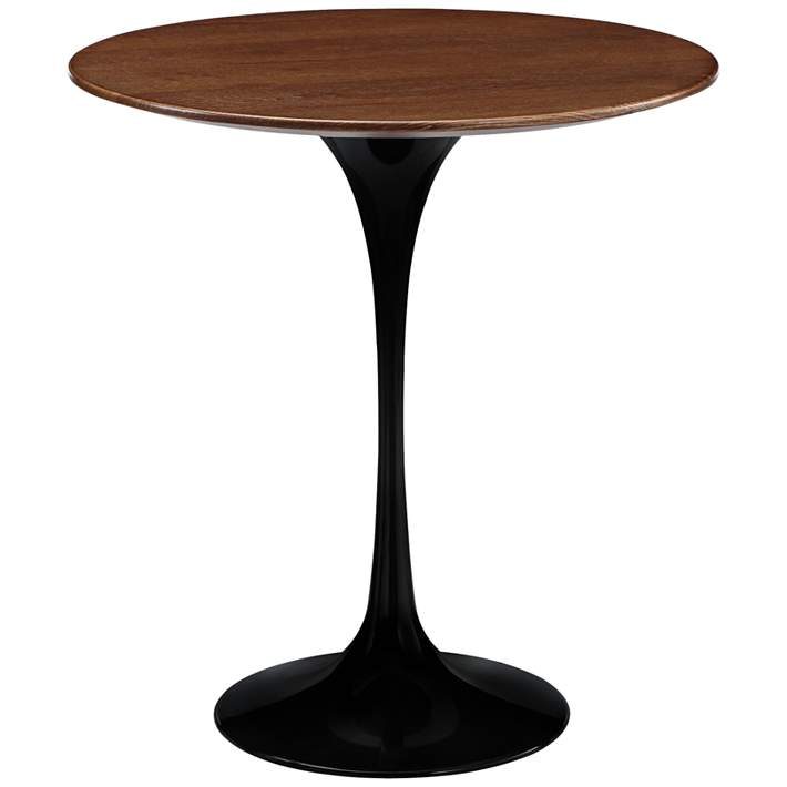 Black Finish Round Modern Side Table, High Round End Table