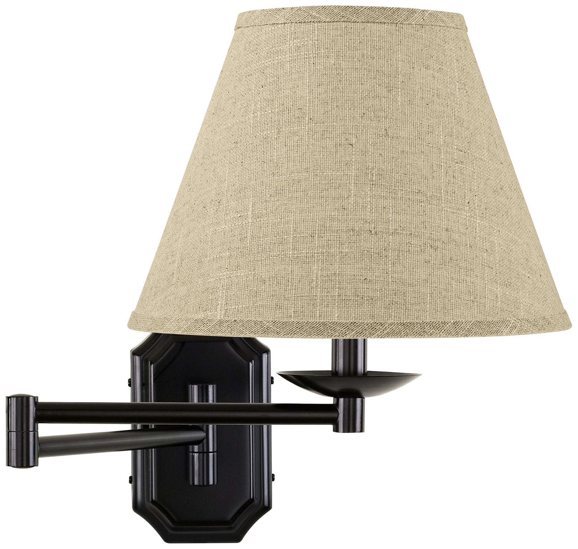 Fine Burlap Empire Dark Bronze Plug-In Swing Arm Wall Lamp