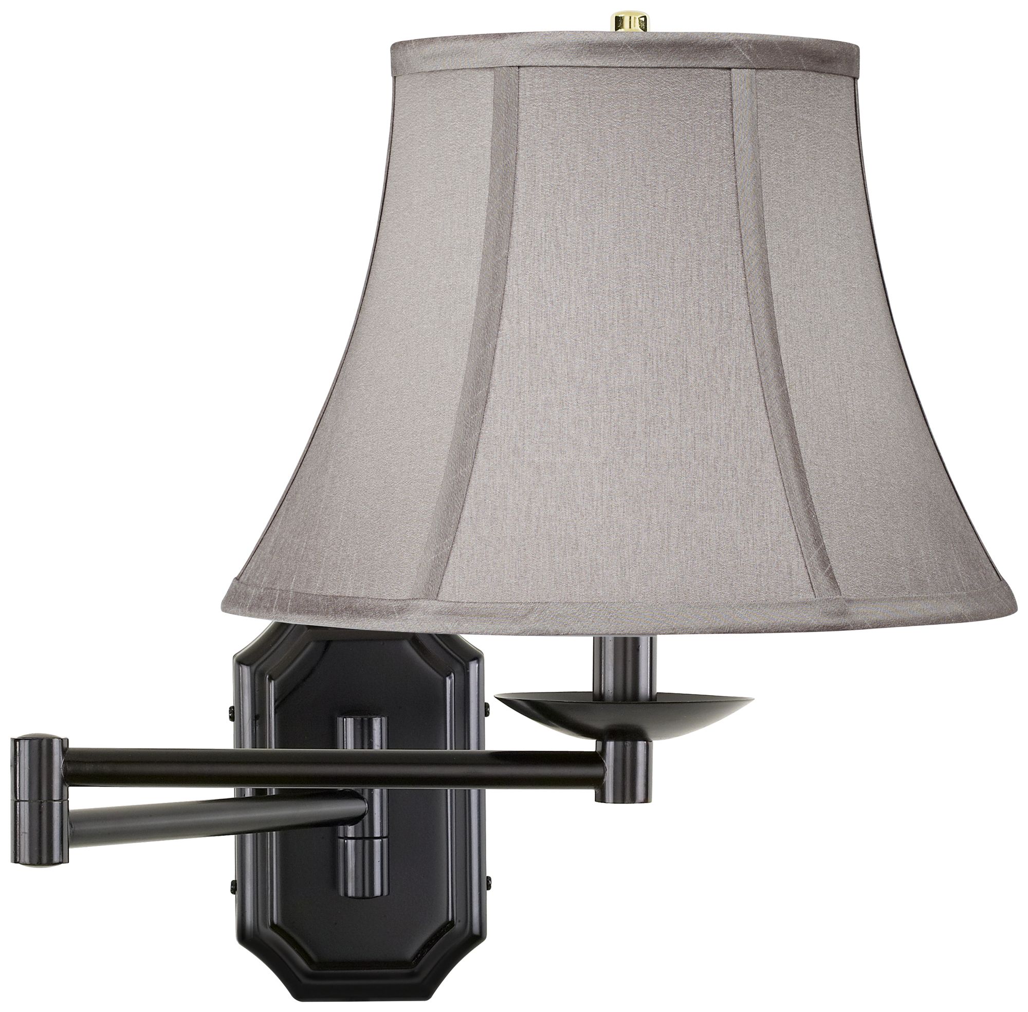 Pewter Gray Bell Dark Bronze Plug-In Swing Arm Wall Lamp