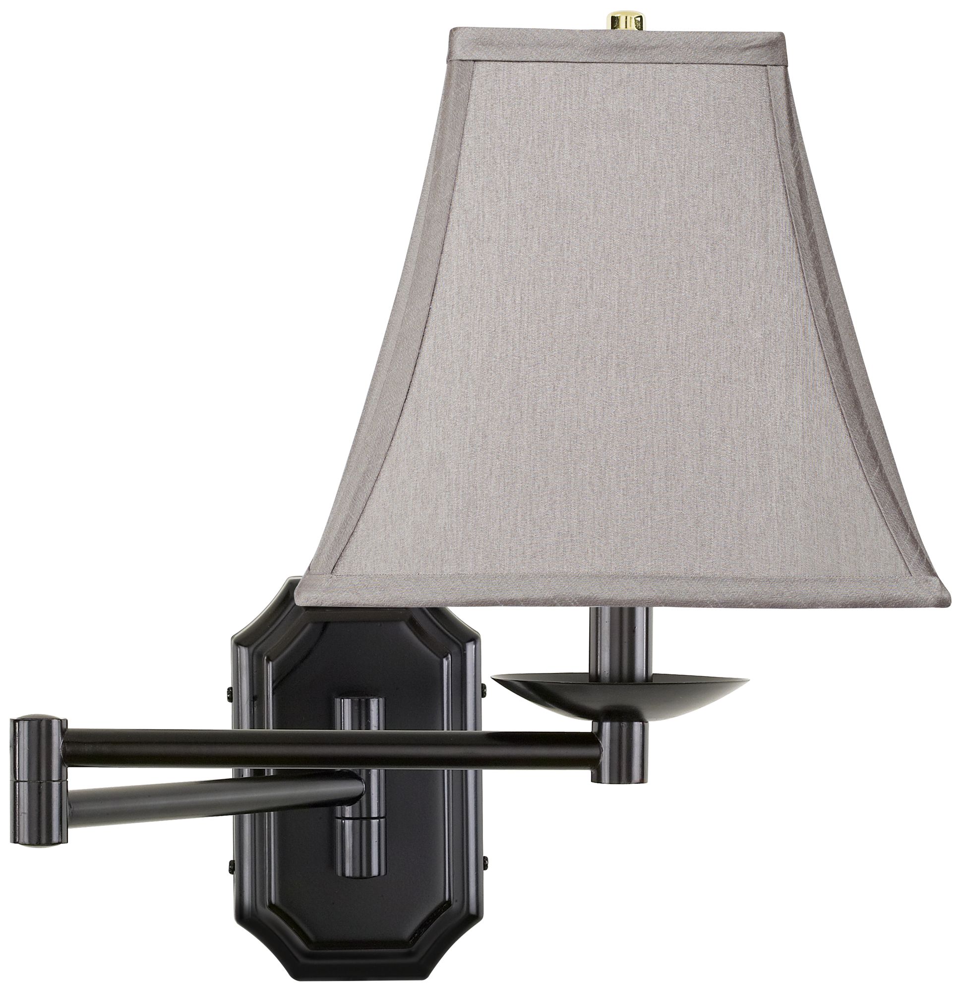 Pewter Gray Square Dark Bronze Plug-In Swing Arm Wall Lamp