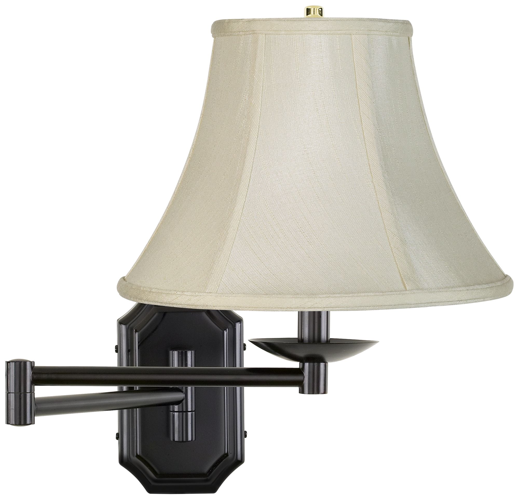 Creme Bell Shade Dark Bronze Plug-In Swing Arm Wall Lamp