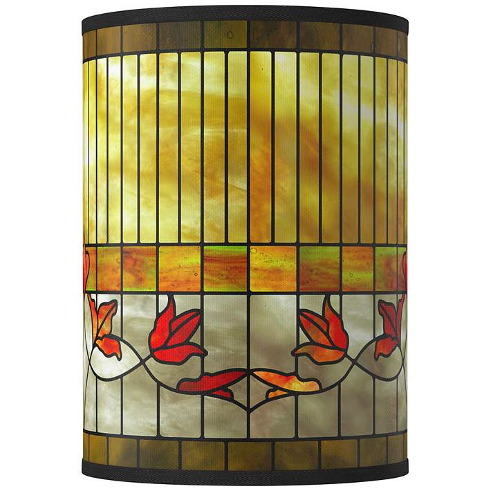 Lily Giclee Round Cylinder Lamp, Colored Glass Cylinder Lamp Shade