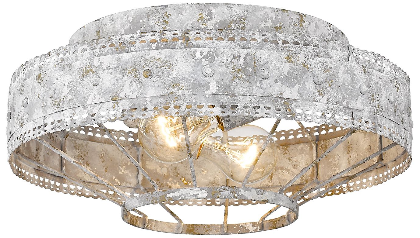 Ferris 14" Wide French White 2-Light Ceiling Light