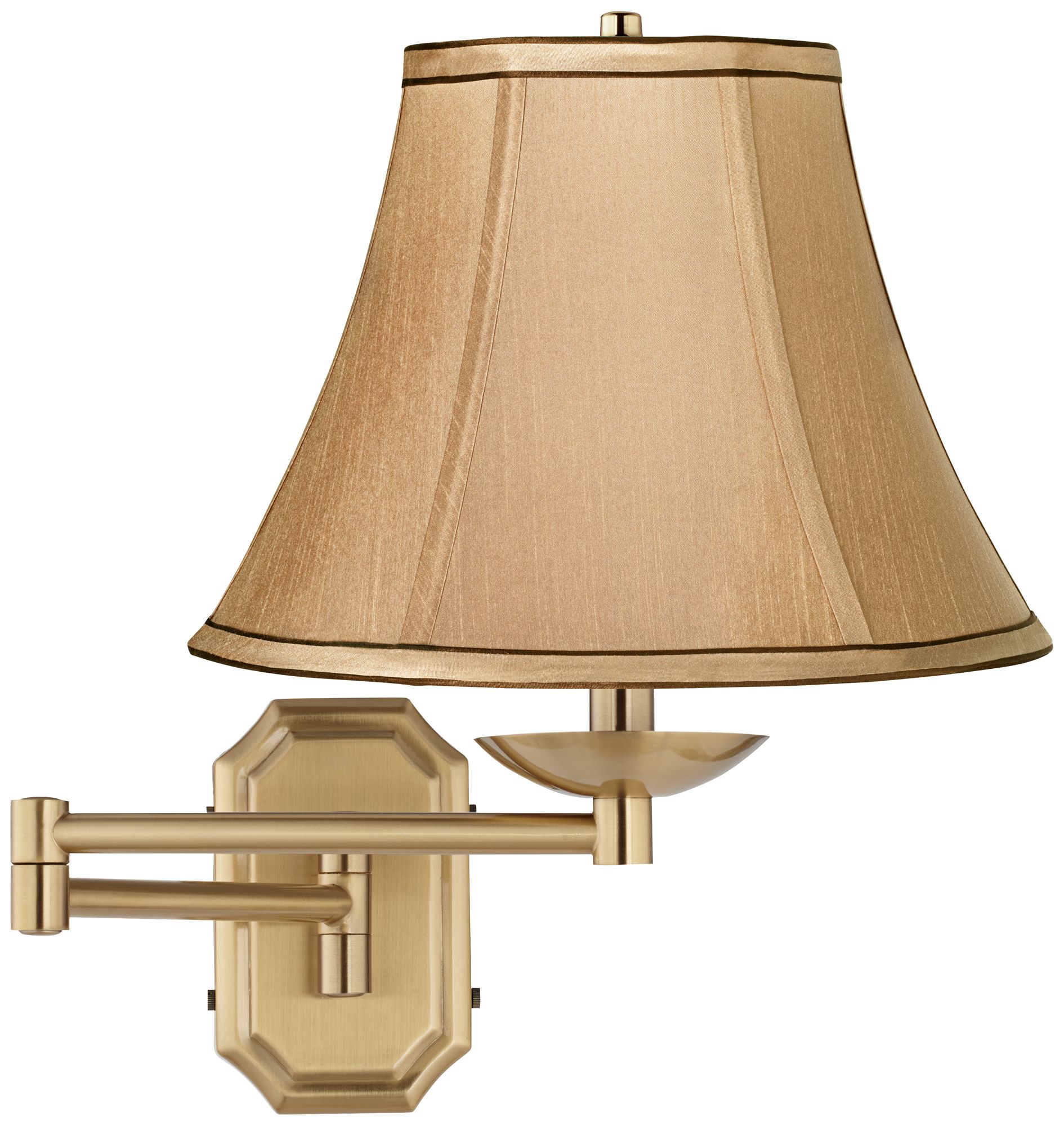 Tan Fabric Bell Alta Cut Corner Antique Brass Swing Arm