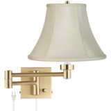 Creme Bell Alta Square Antique Brass Swing Arm Wall Lamp