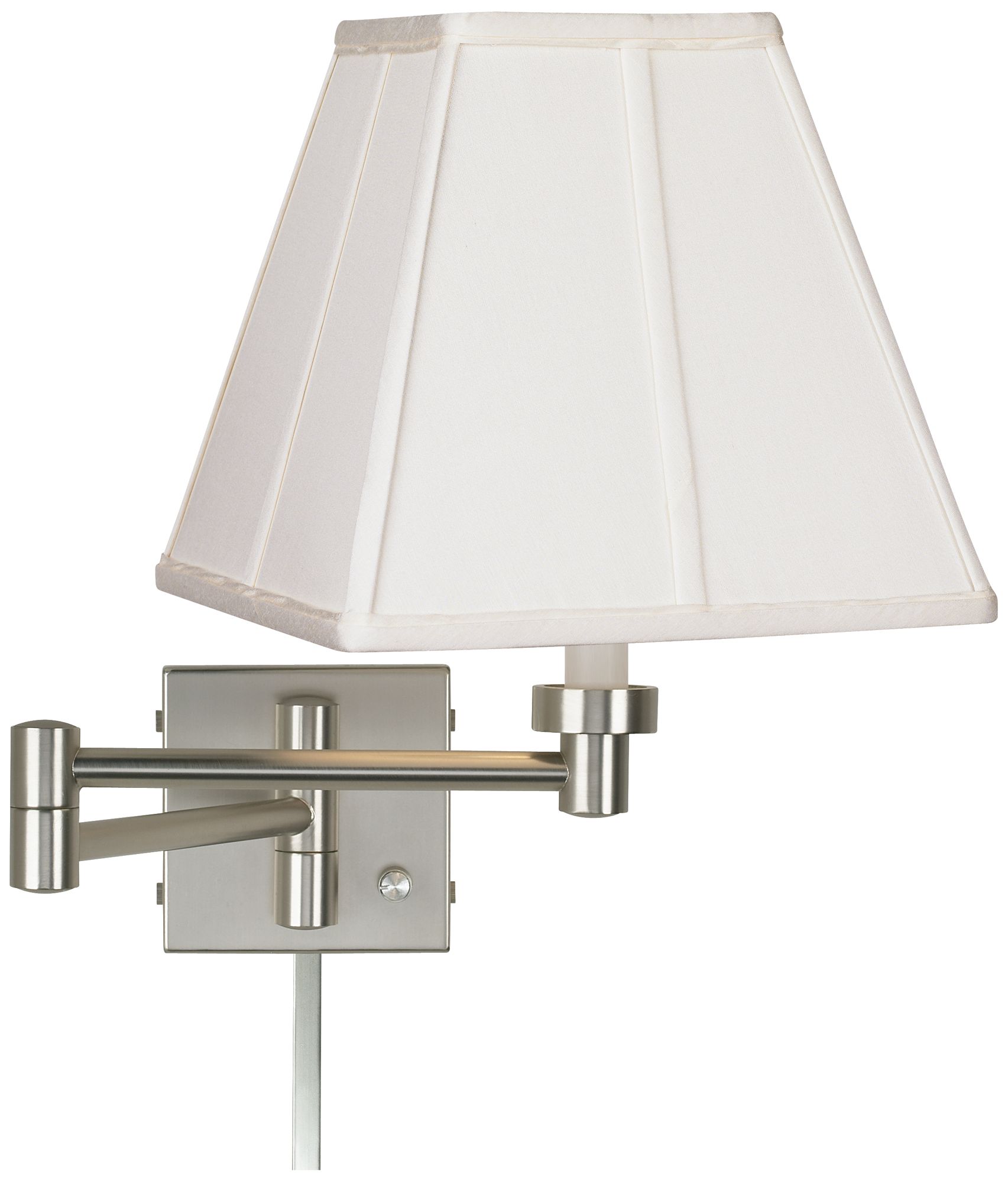 Ivory Square Brushed Nickel Swing Arm Lamp with Cord Cover