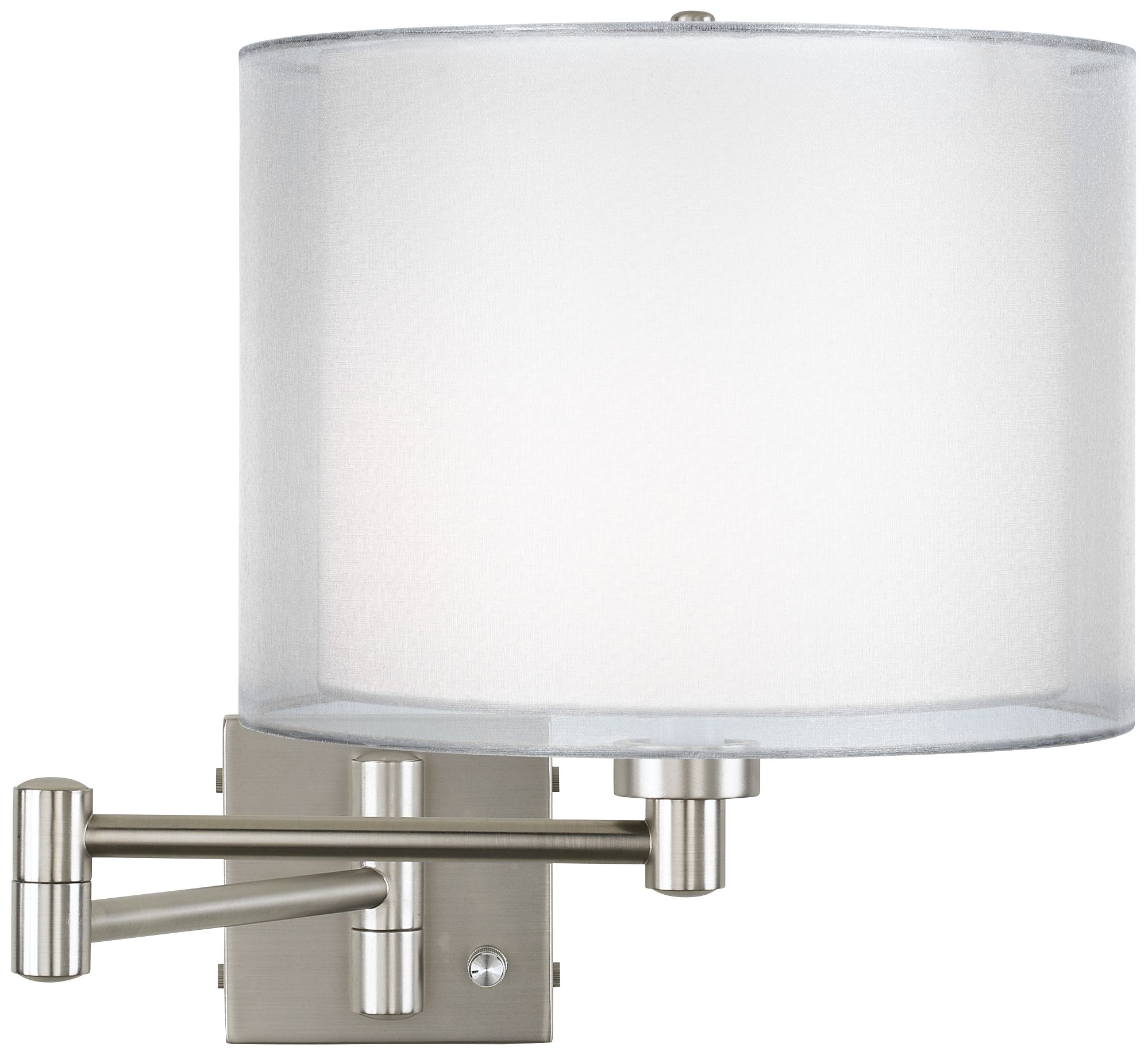 Double Sheer Silver Brushed Nickel Swing Arm Wall Lamp