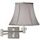 Pewter Gray Bell Brushed Nickel Swing Arm Wall Lamp