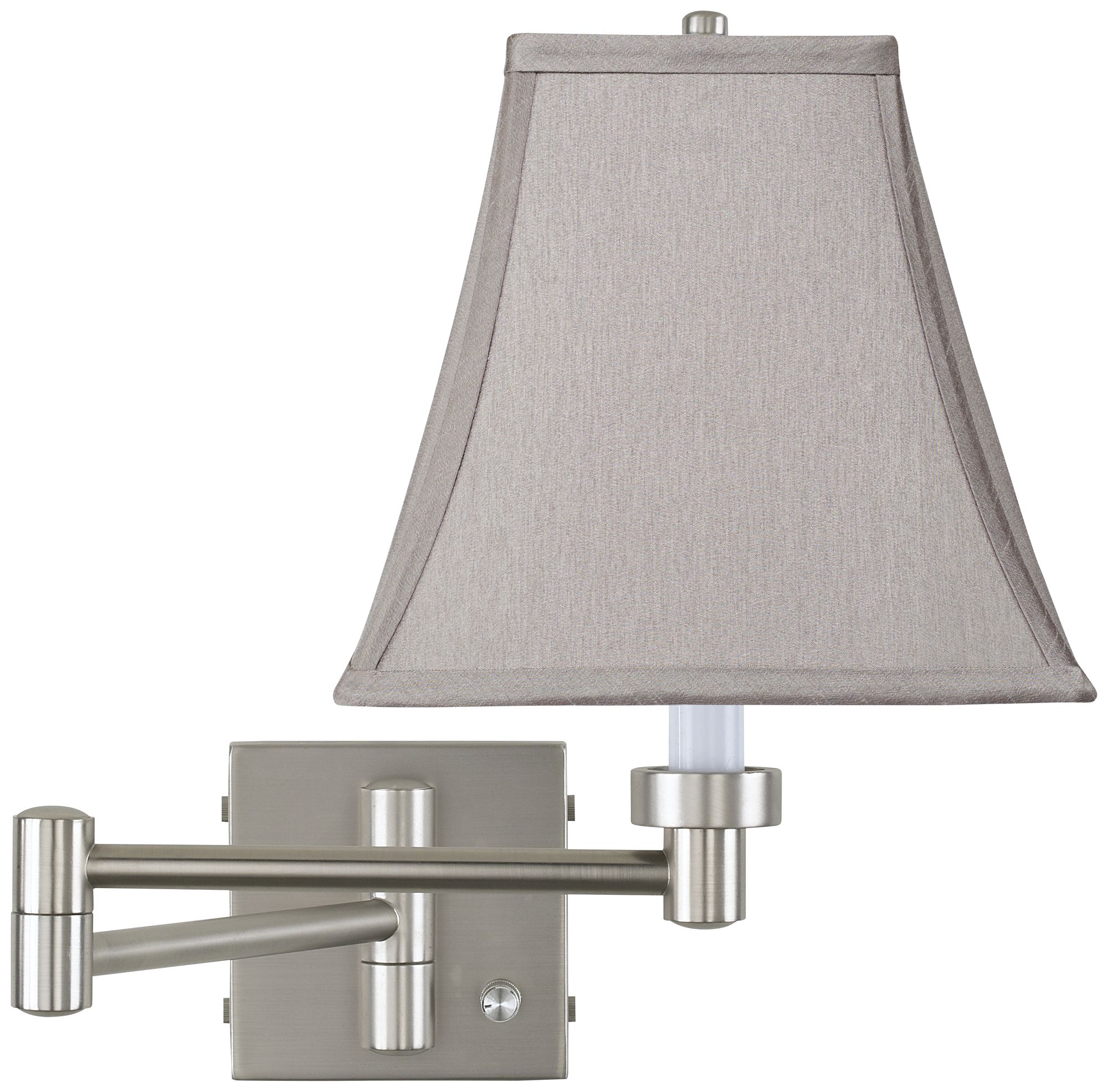 Pewter Gray Square Brushed Nickel Swing Arm Wall Lamp
