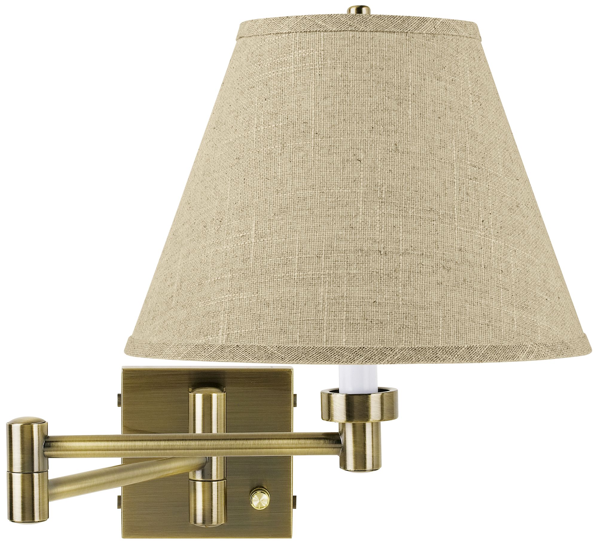 Fine Burlap Empire Antique Brass Swing Arm Wall Lamp 17A69 Lamps Plus