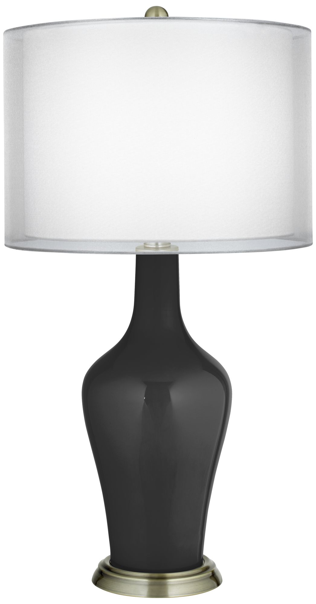 Tricorn Black Double Sheer Silver Shade Anya Table Lamp