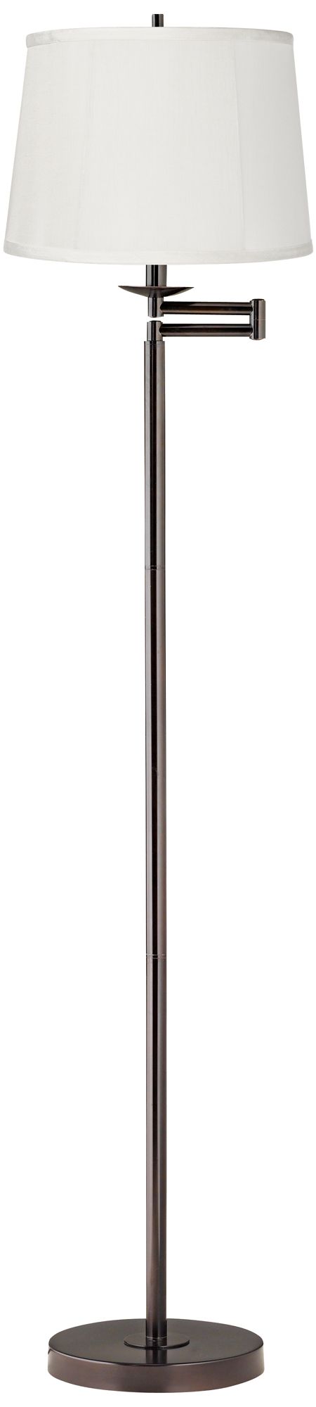 360 Lighting 60 1/2" Beige Drum Bronze Swing Arm Floor Lamp