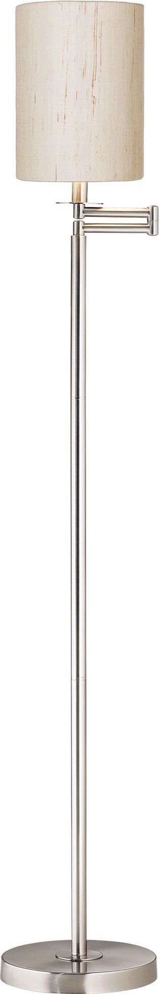 Ivory Linen Drum Brushed Nickel Finish Swing Arm Floor Lamp