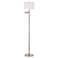 Brushed Nickel with White Drum Shade Swing Arm Floor Lamp