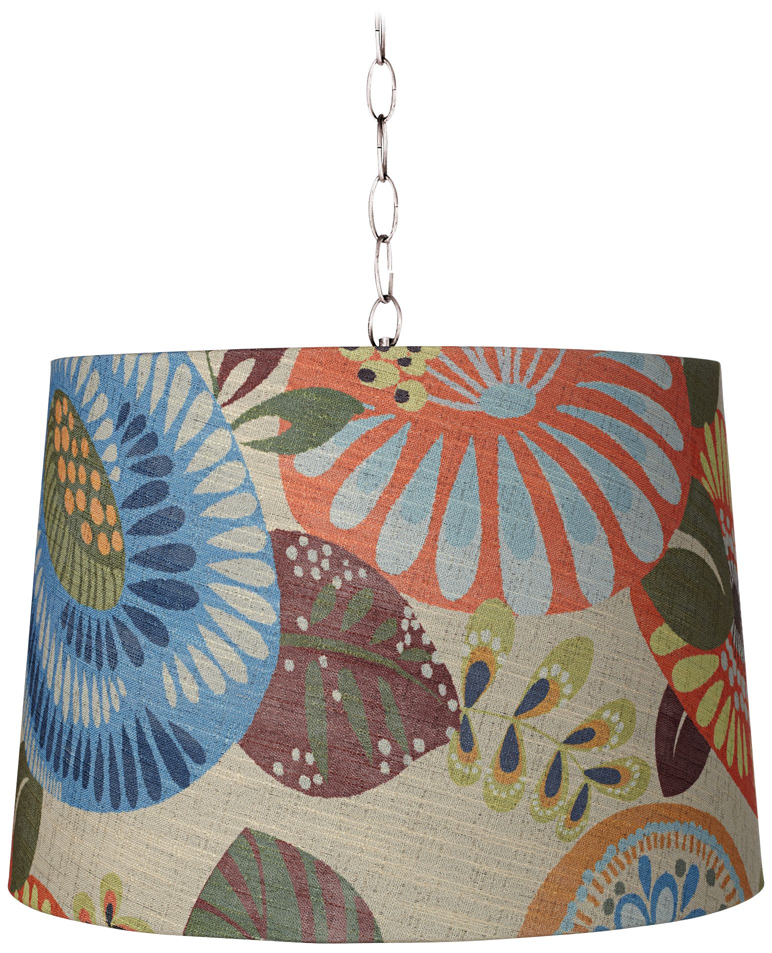 Tropic Drum 16" Wide Brushed Steel Shaded Pendant Light