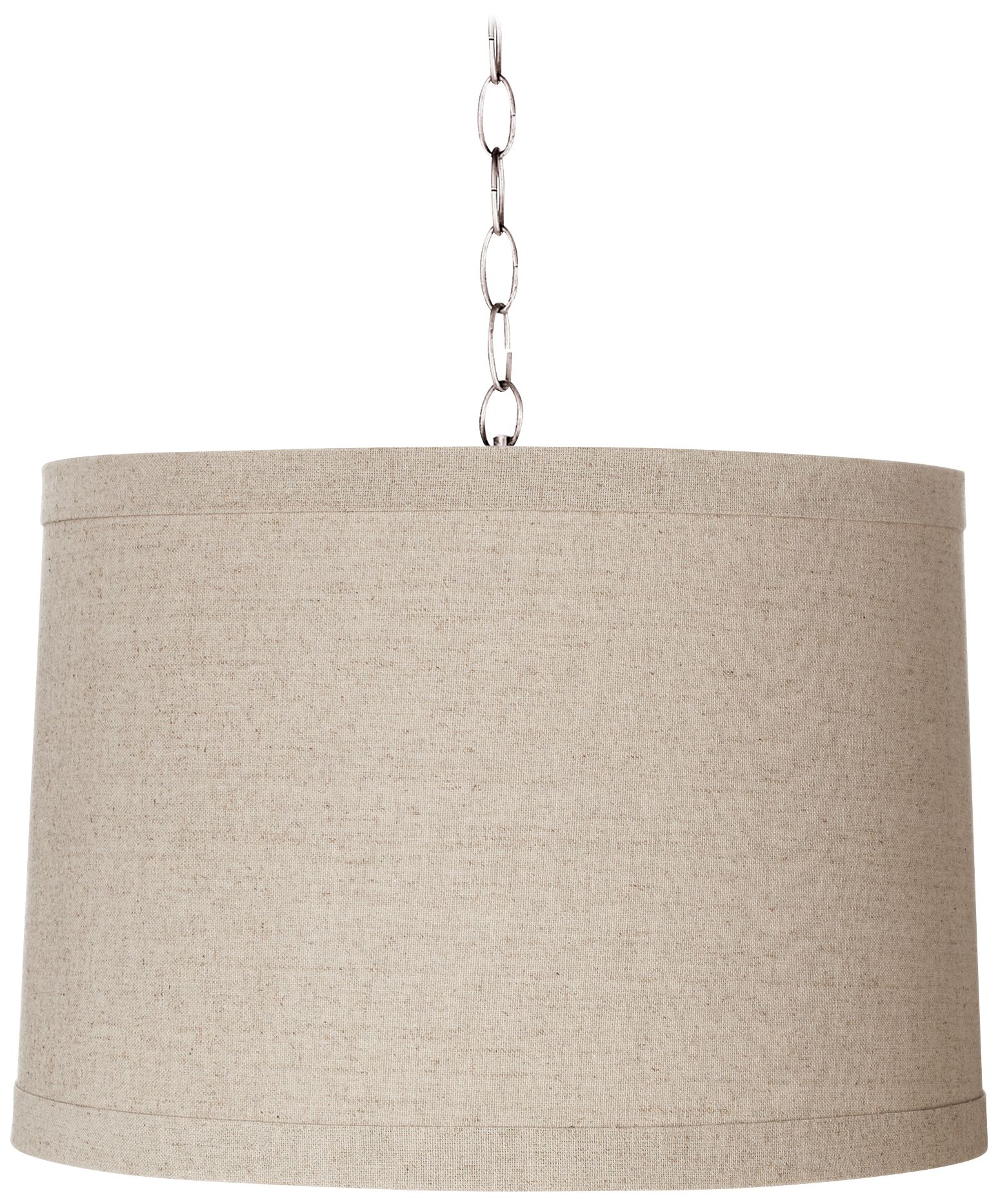 Linen Drum 16" Wide Brushed Steel Shaded Pendant
