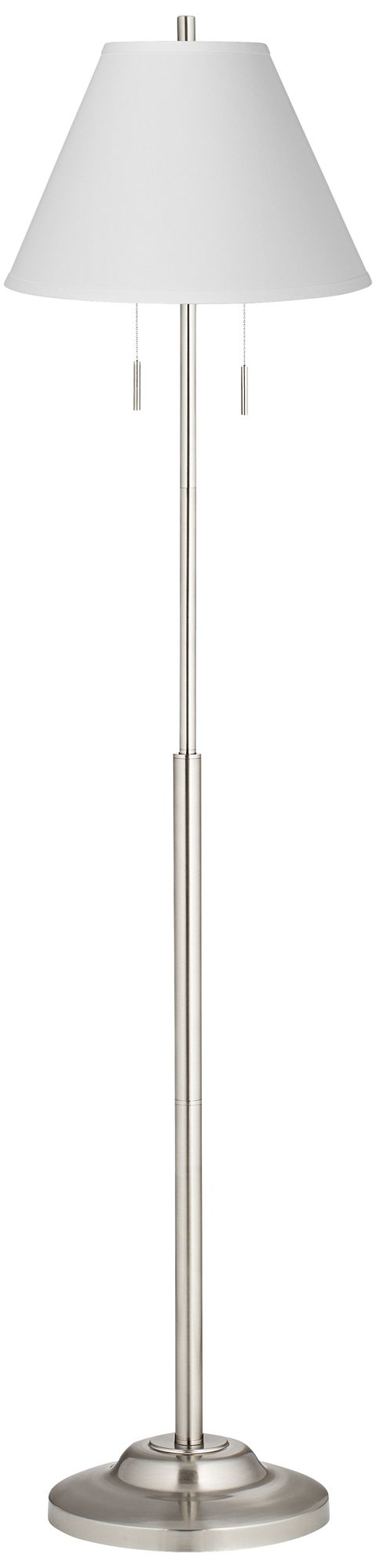 Abba Antique White Linen Twin Pull Chain Floor Lamp 17f14