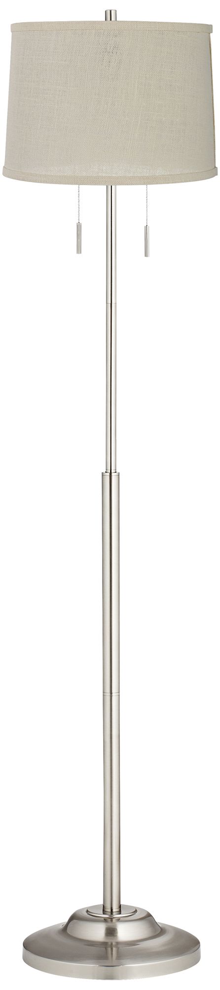 Abba Cream Burlap Twin Pull Chain Floor Lamp