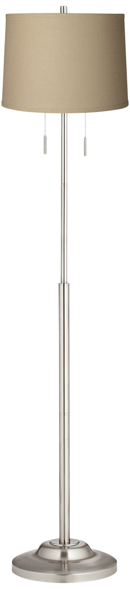 Abba Taupe Linen Twin Pull Chain Floor Lamp