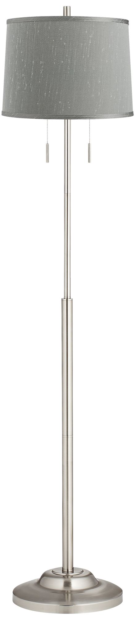 Abba 13" Wide Platinum Gray Shade Twin Pull Chain Floor Lamp