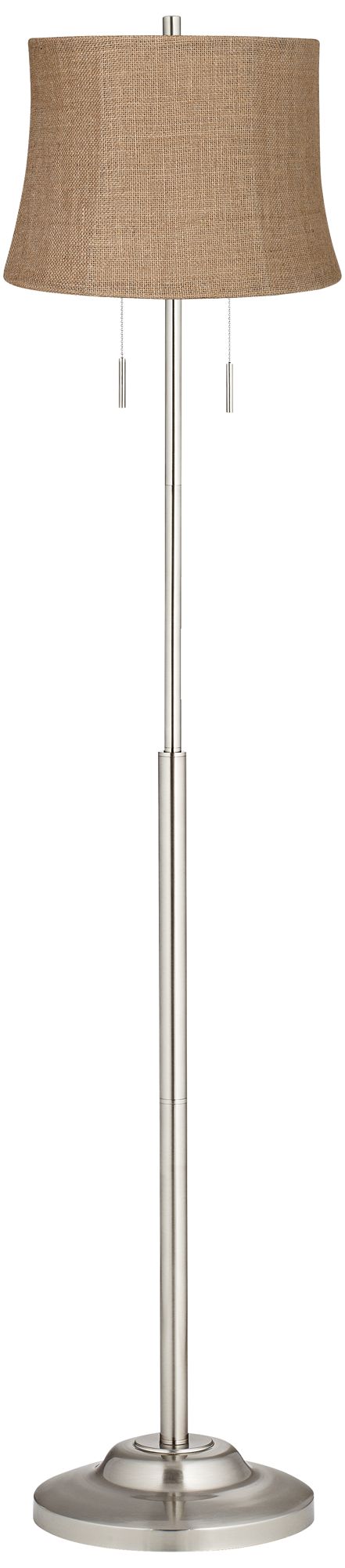 Abba Natural Burlap Twin Pull Chain Floor Lamp